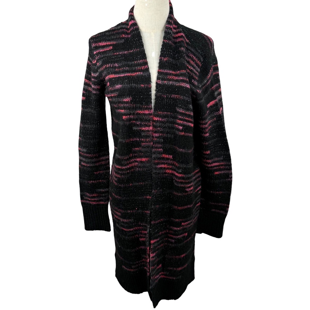 Open Front Space Dye Cardigan Sweater M Metallic Longline Shimmer Whimsigoth EUC